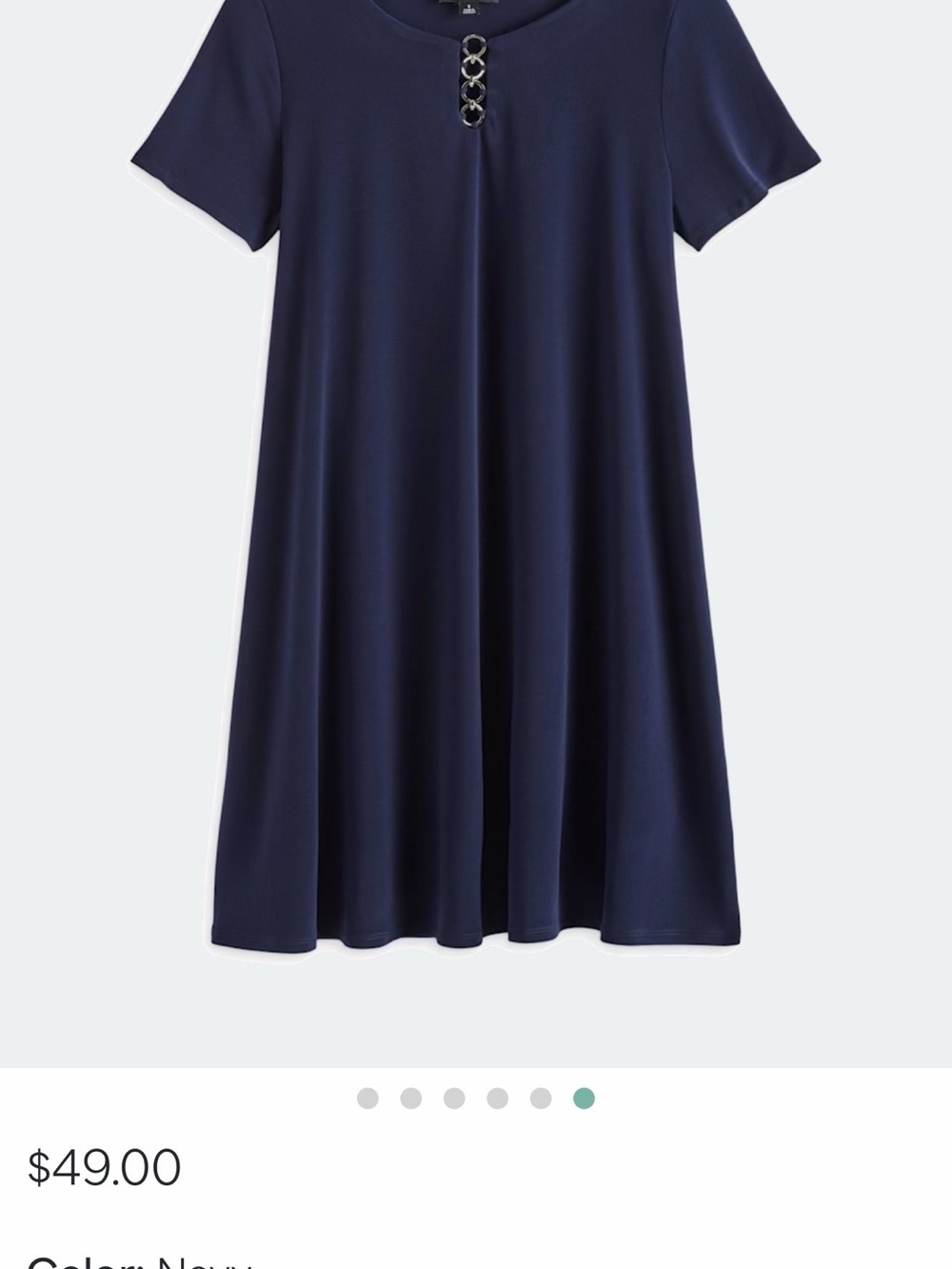 Fortune + Ivy Navy Swing Dress Size L Ring Detail Stretch